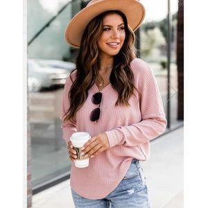 Pinklily v-neck mauve blouse